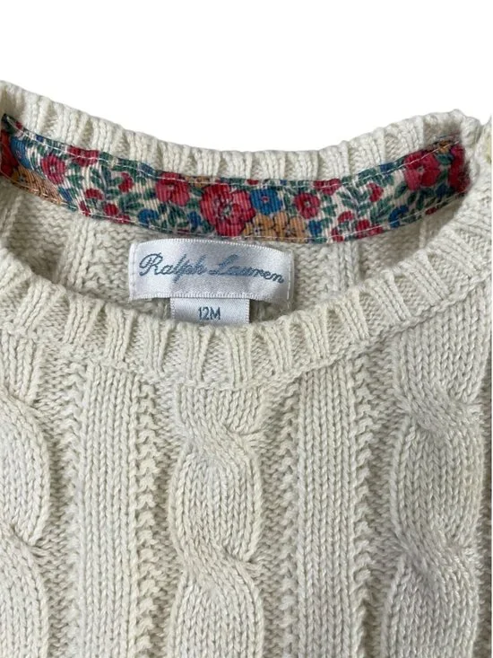 Polo Ralph Lauren Baby Girl Cable-Knit Peplum Sweater 12M - Picture 5 of 5